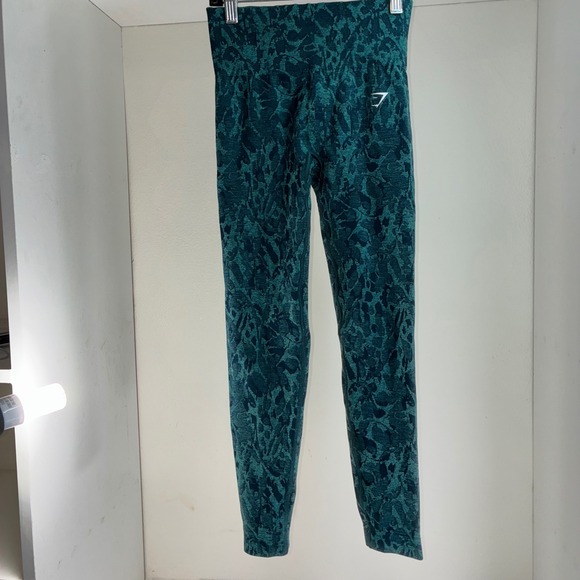 Gymshark Vital Seamless 2.0 Leggings Teal Leopard Print Women's XS - Picture 5 of 6